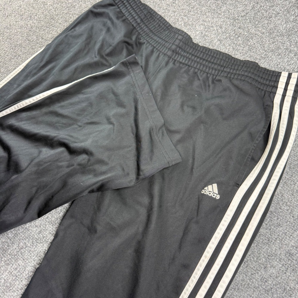 Adidas Track Pants Small Black White 3 Stripe Wide Leg Mens